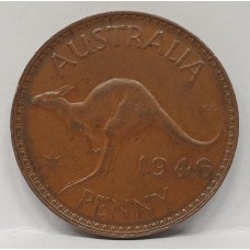 AUSTRALIA 1946 .ONE 1 PENNY . KEY DATE . 3rd RAREST PENNY